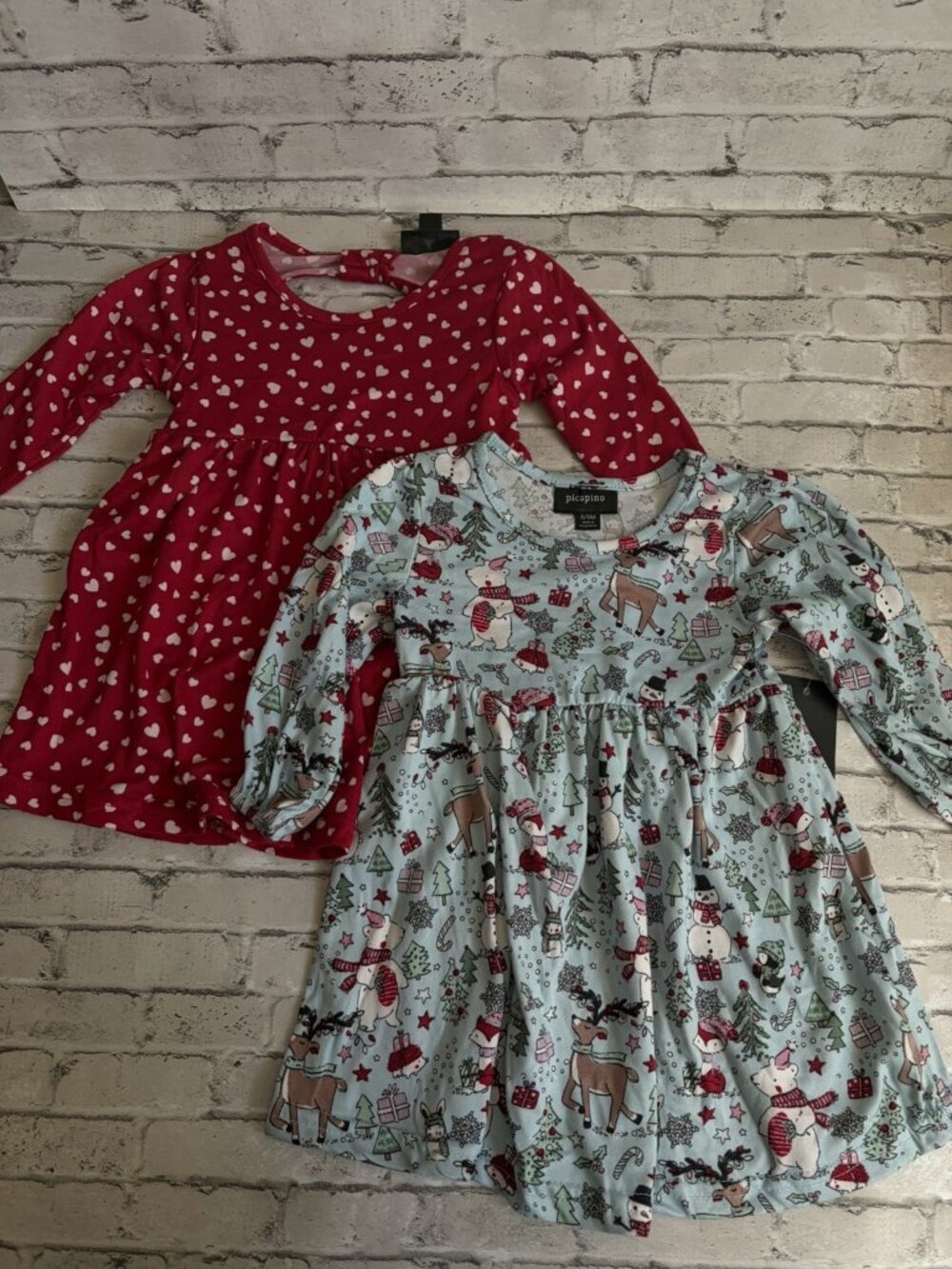 Picapino Girl Newborn Holiday Dresses Set Of 2 Size 6/9mo NWT